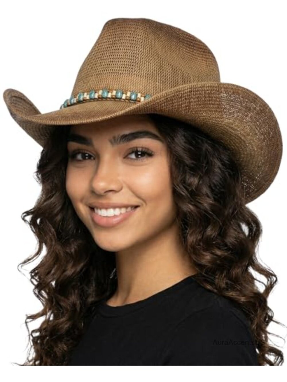 Rhinestone Cowboy Hat with Beads Trim Adjustable Western Party Hat